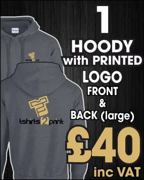 1 x Hoody with PRINTED LOGO front breast & large back