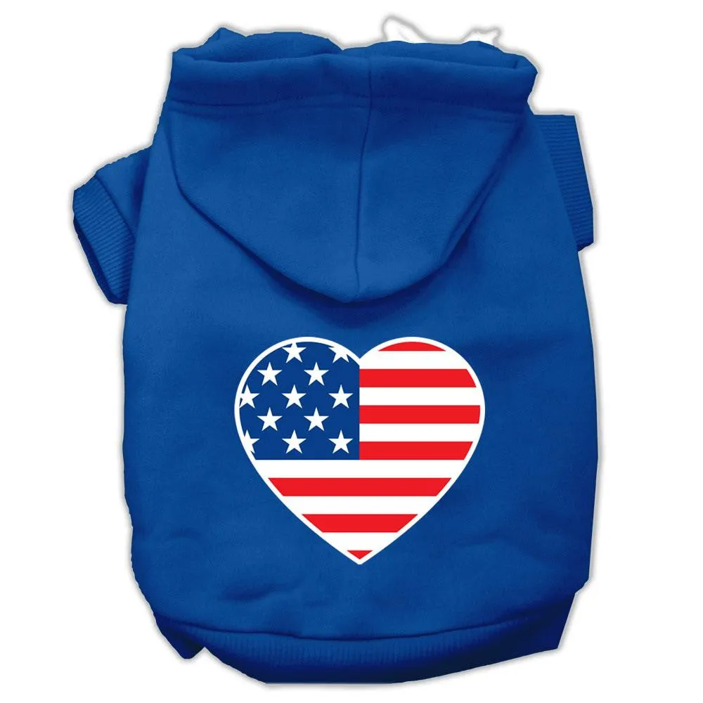 American Flag Heart Screen Print Pet Hoodies Blue Size XXXL (20)