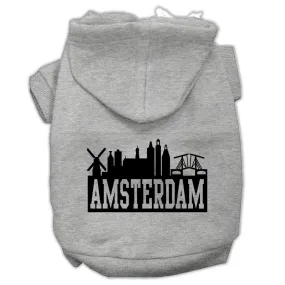 Amsterdam Skyline Screen Print Pet Hoodies Grey Size Sm (10)