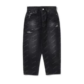 BAPE HEXAGRAM LASER DESTROY JEANS BLACK