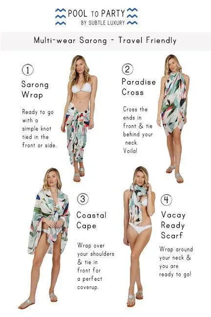 Braided Sarong in Night at the Beach Print