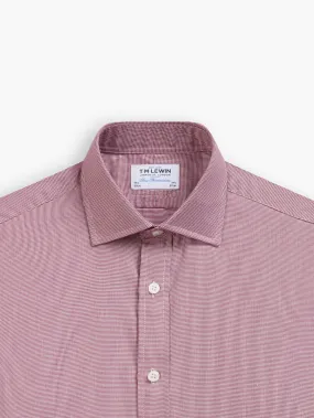 Burgundy Dogtooth Plain Weave Fitted Single Cuff Classic Collar Shirt