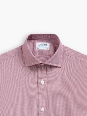 Burgundy Dogtooth Plain Weave Regular Fit Double Cuff Classic Collar Shirt