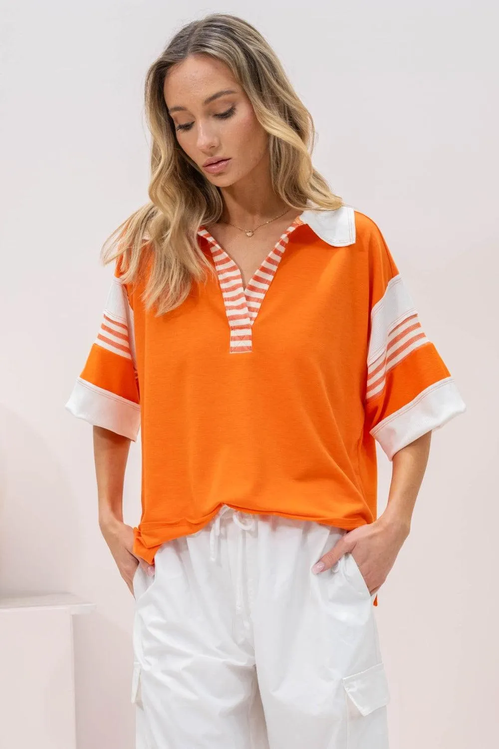 Contrast Striped Polo Shirt