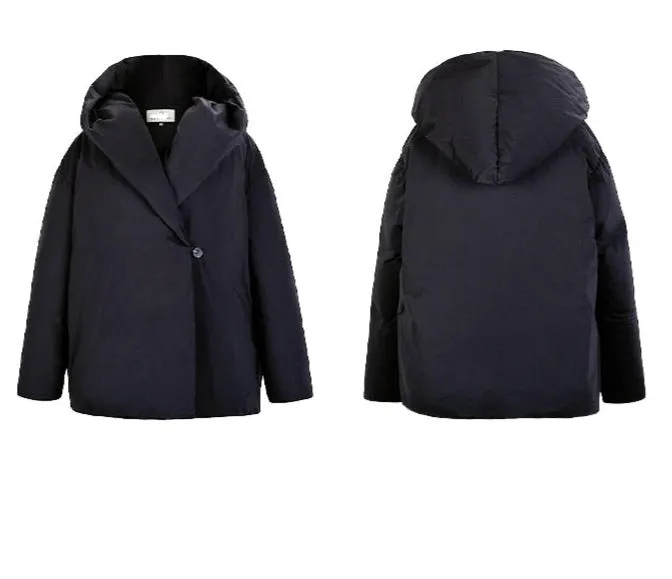 Crowd Hooded Down Jacket with Oversized Collar