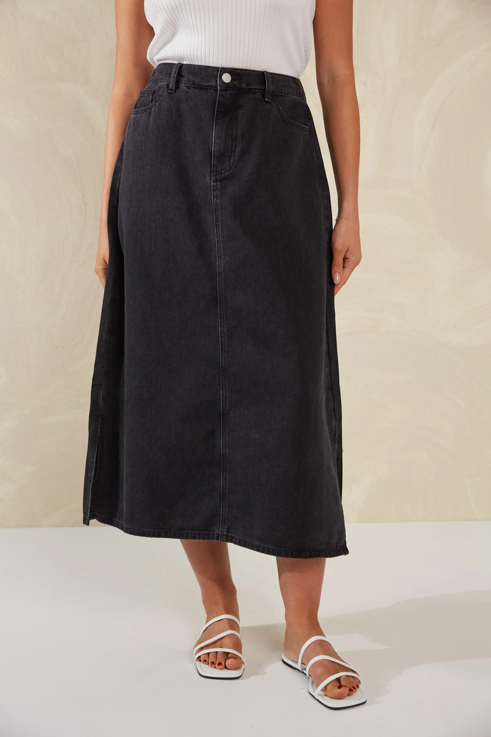 Dalton Denim Skirt - Slate