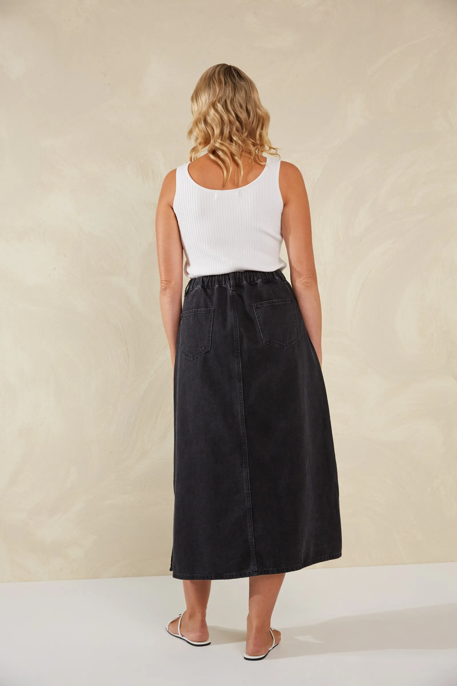 Dalton Denim Skirt - Slate