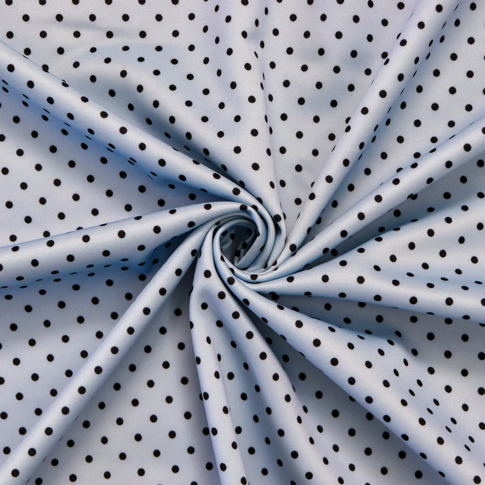 FS1177 Baby Blue Polka dots Print Scuba Stretch Knit Fabric