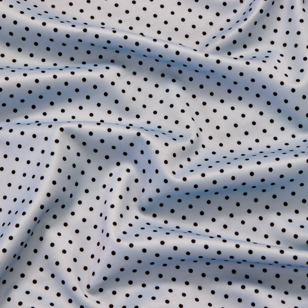 FS1177 Baby Blue Polka dots Print Scuba Stretch Knit Fabric