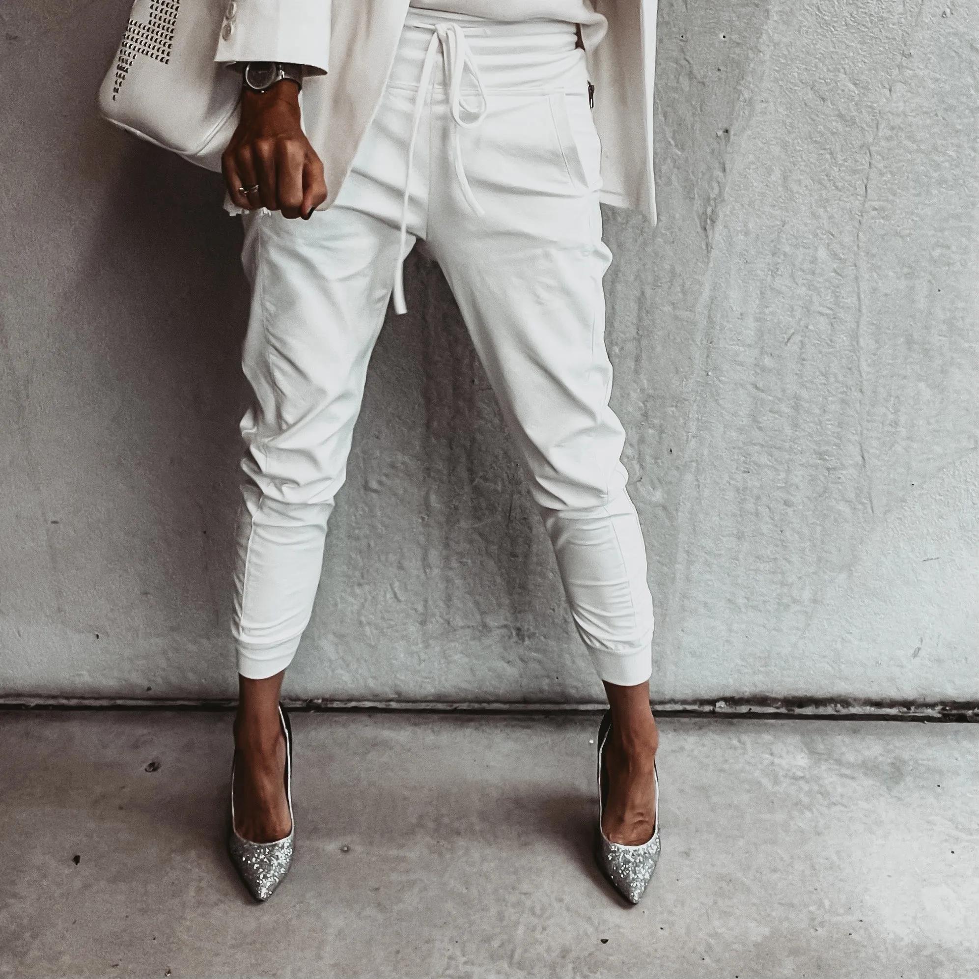 Full faux leather vintage white ULTIMATE joggers *NEW*