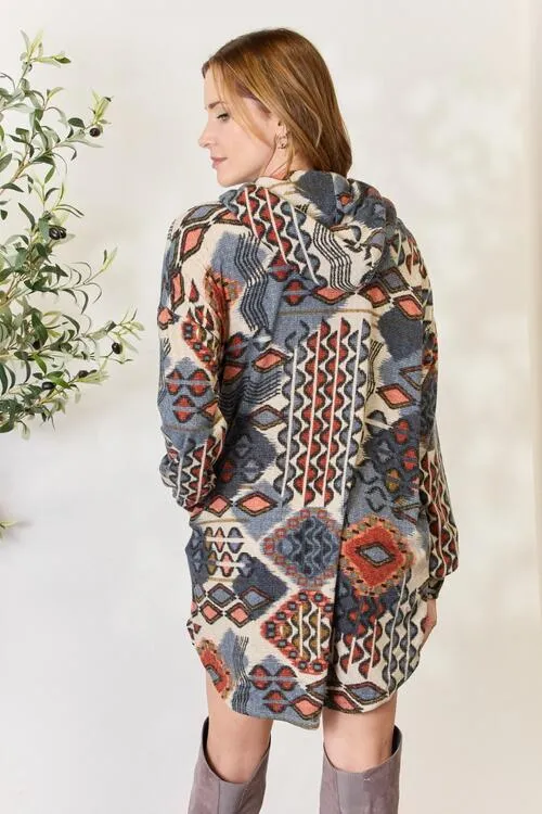 Heimish Printed Button Up Hooded Jacket