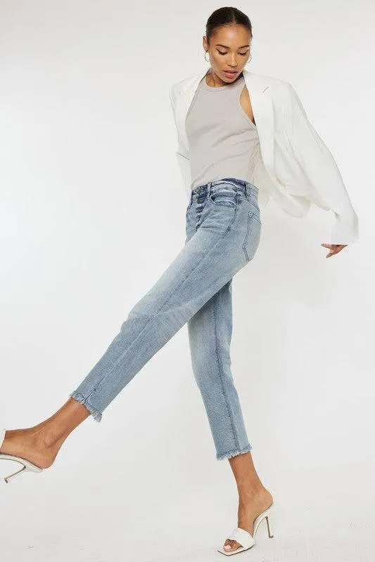 High rise straight fit jeans