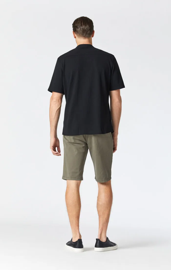 JACOB SHORTS IN DUSTY OLIVE SATEEN TWILL