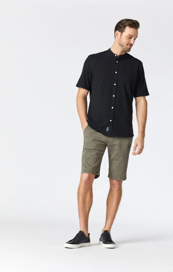 JACOB SHORTS IN DUSTY OLIVE SATEEN TWILL