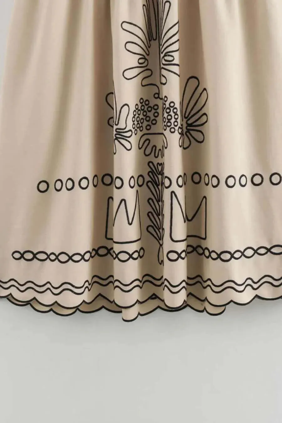 Jamie Embroidered Holiday Midi Dress in Beige - Luxe Collection