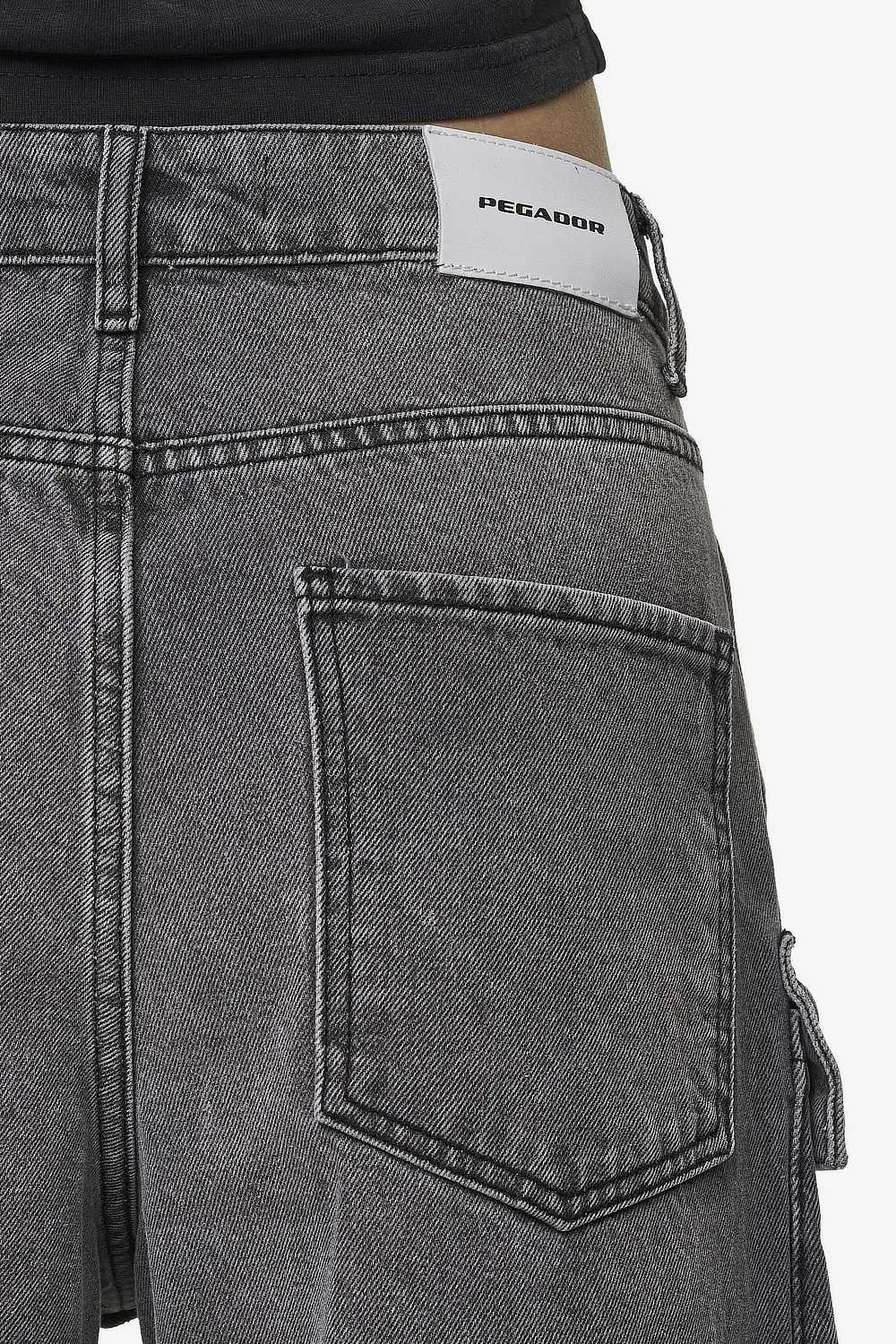 Leli High Waist Cargo Jeans Washed Deep Grey