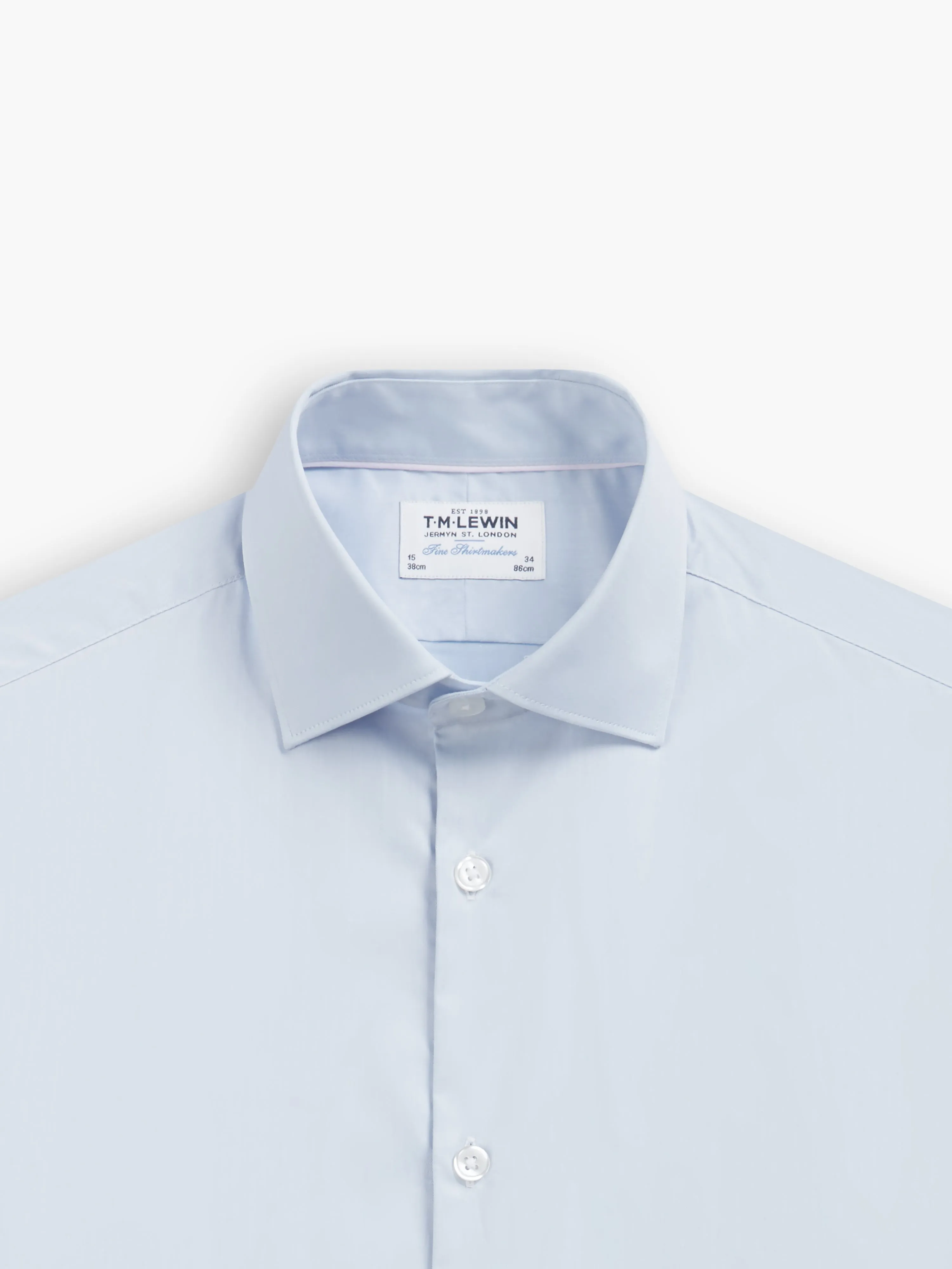 Light Blue Stretch Twill Fitted Single Cuff Classic Collar Shirt