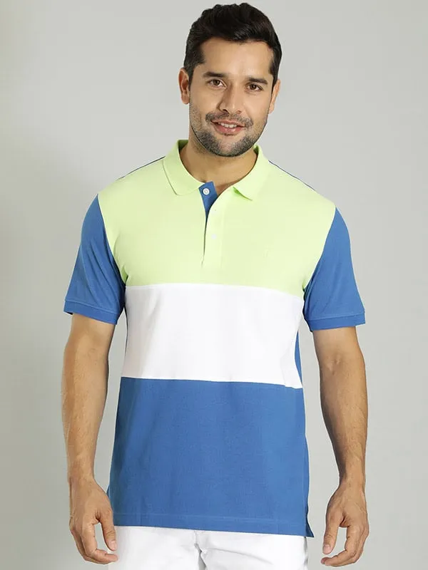 Men Color Block Polo T-Shirt