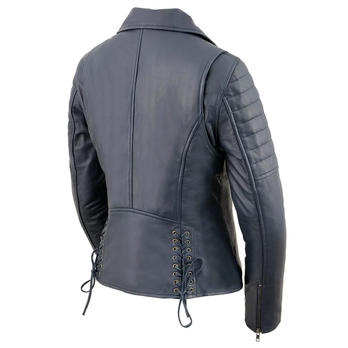 Milwaukee Leather SFL2870 Women's ‘Duchess’ Blue Motorcycle Style Fashion Casual Leather Jacket