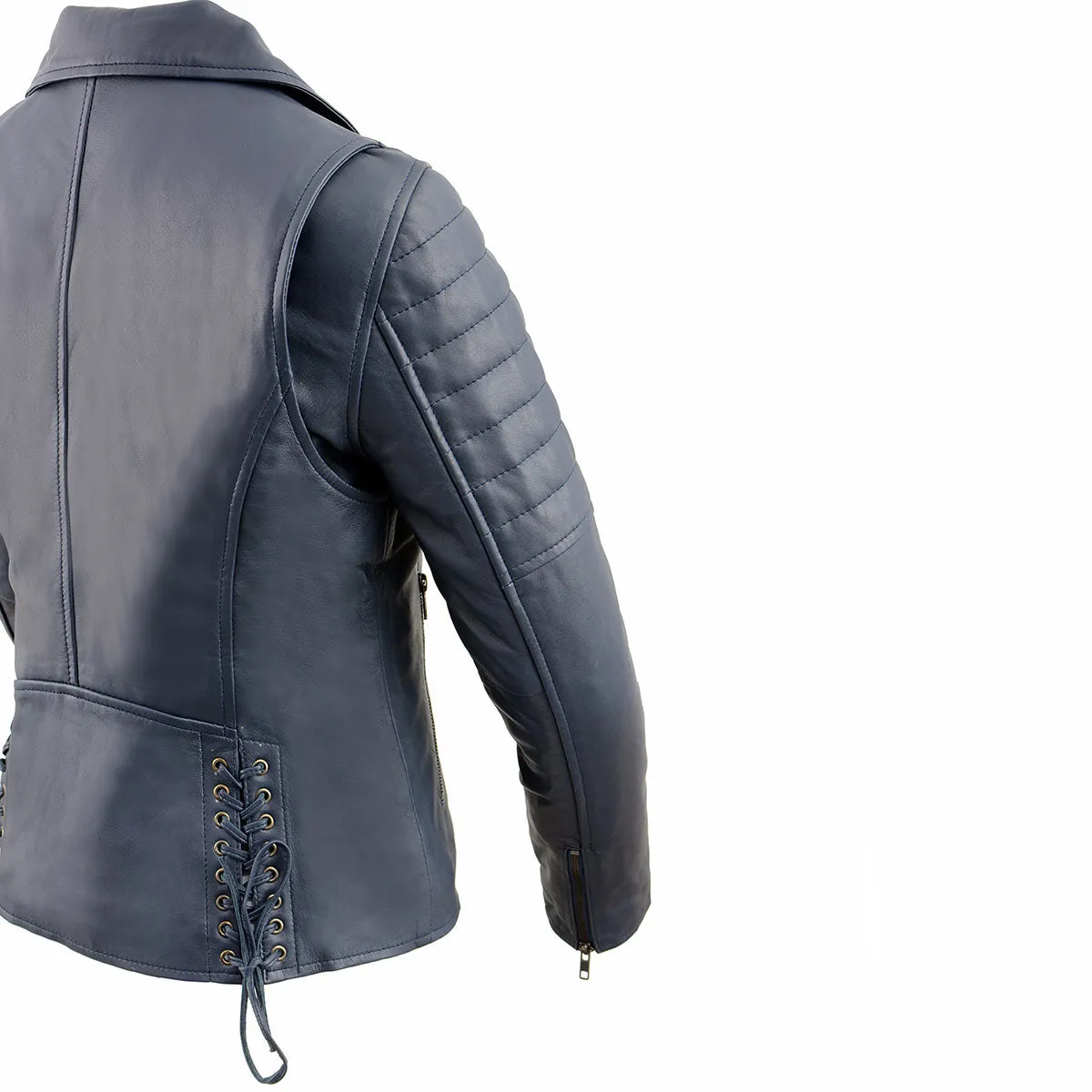 Milwaukee Leather SFL2870 Women's ‘Duchess’ Blue Motorcycle Style Fashion Casual Leather Jacket