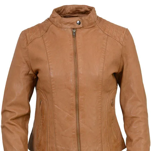 Milwaukee Leather Vintage SFL2814 Women's Cognac Leather Moto Style