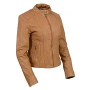 Milwaukee Leather Vintage SFL2814 Women's Cognac Leather Moto Style