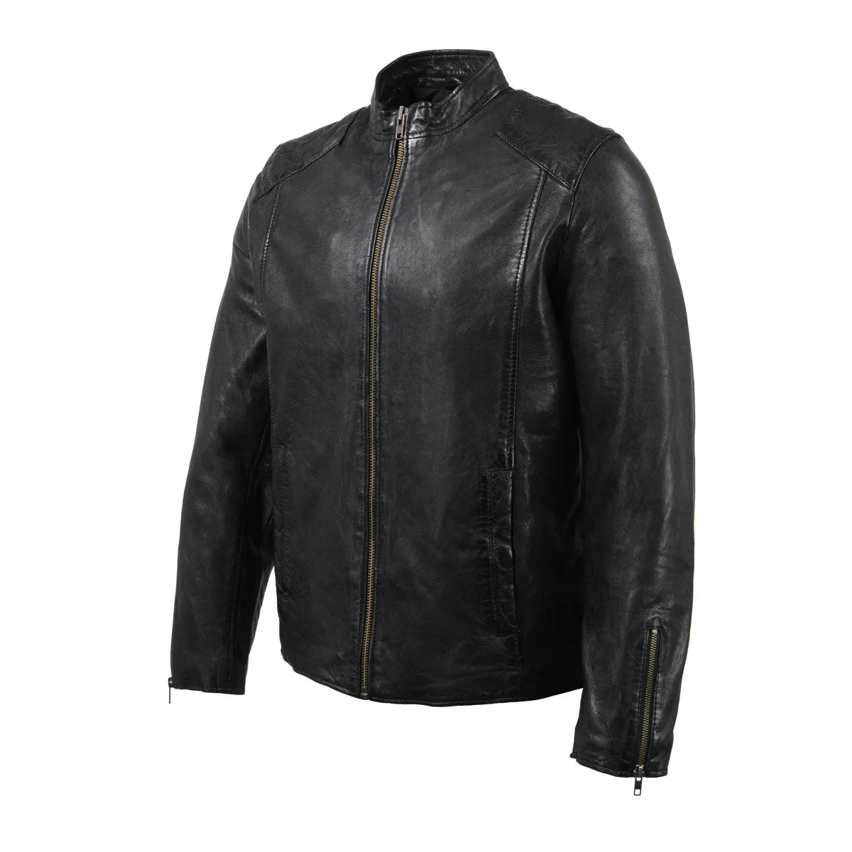 Milwaukee Leather Vintage SFM1803 Men's Black Leather Moto Style