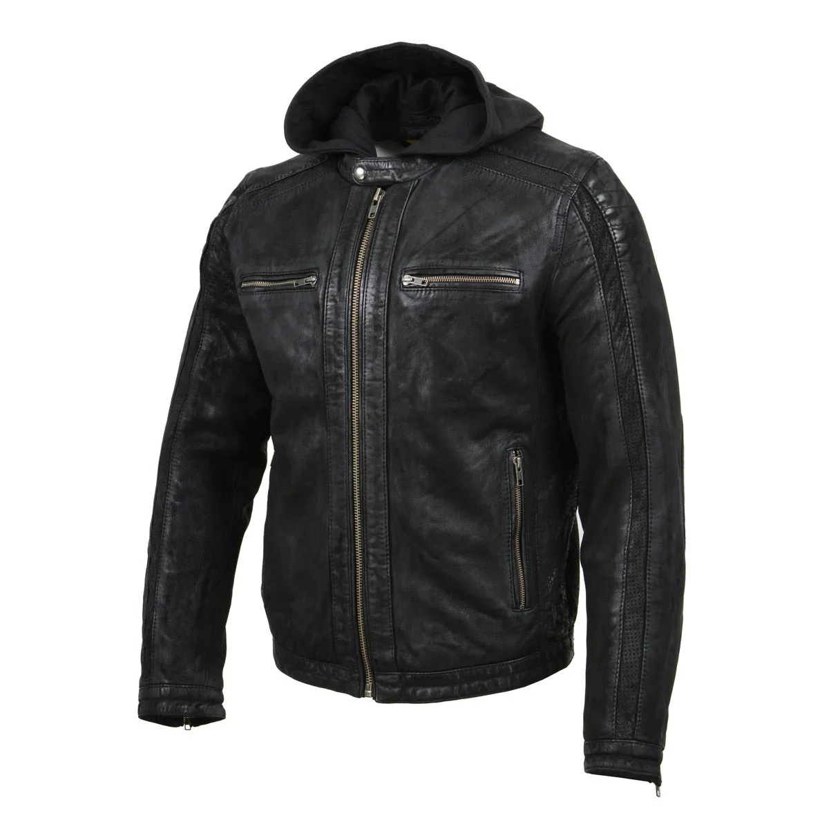 Milwaukee Leather Vintage SFM1807 Men's Black Premium Leather Hooded