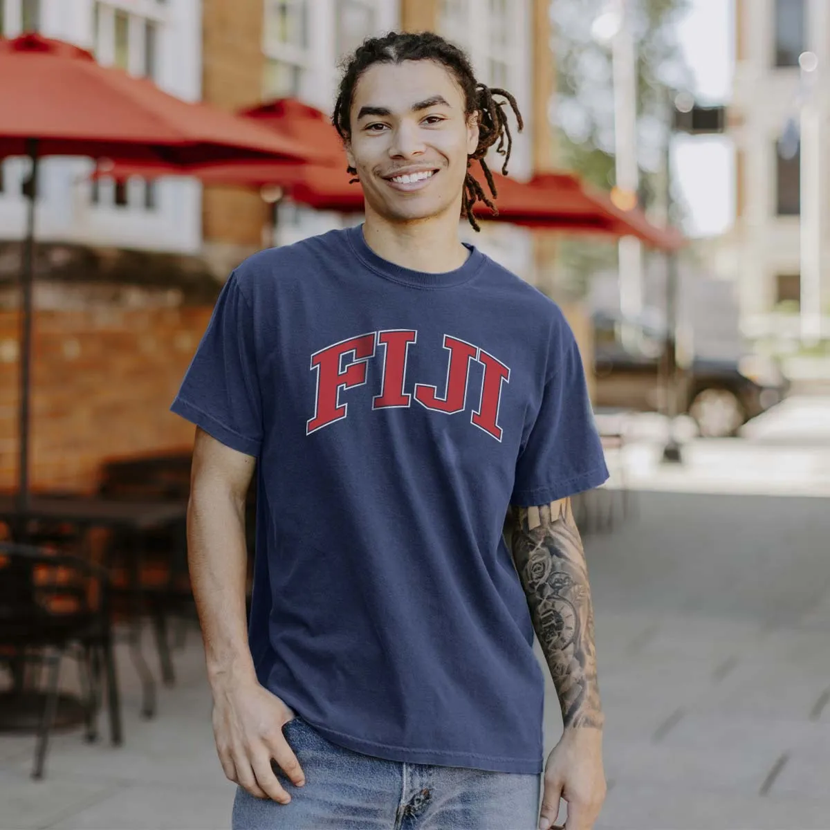 New! FIJI Navy Varsity Short Sleeve Tee