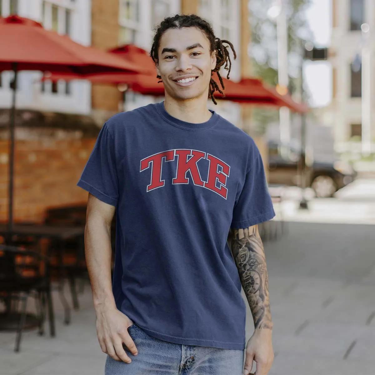 New! TKE Navy Varsity Short Sleeve Tee