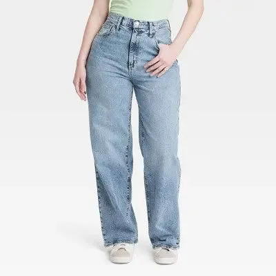 New - Universal Thread Women's High Waisted Wide Leg Cropped High-Rise Jeans, Medium Wash