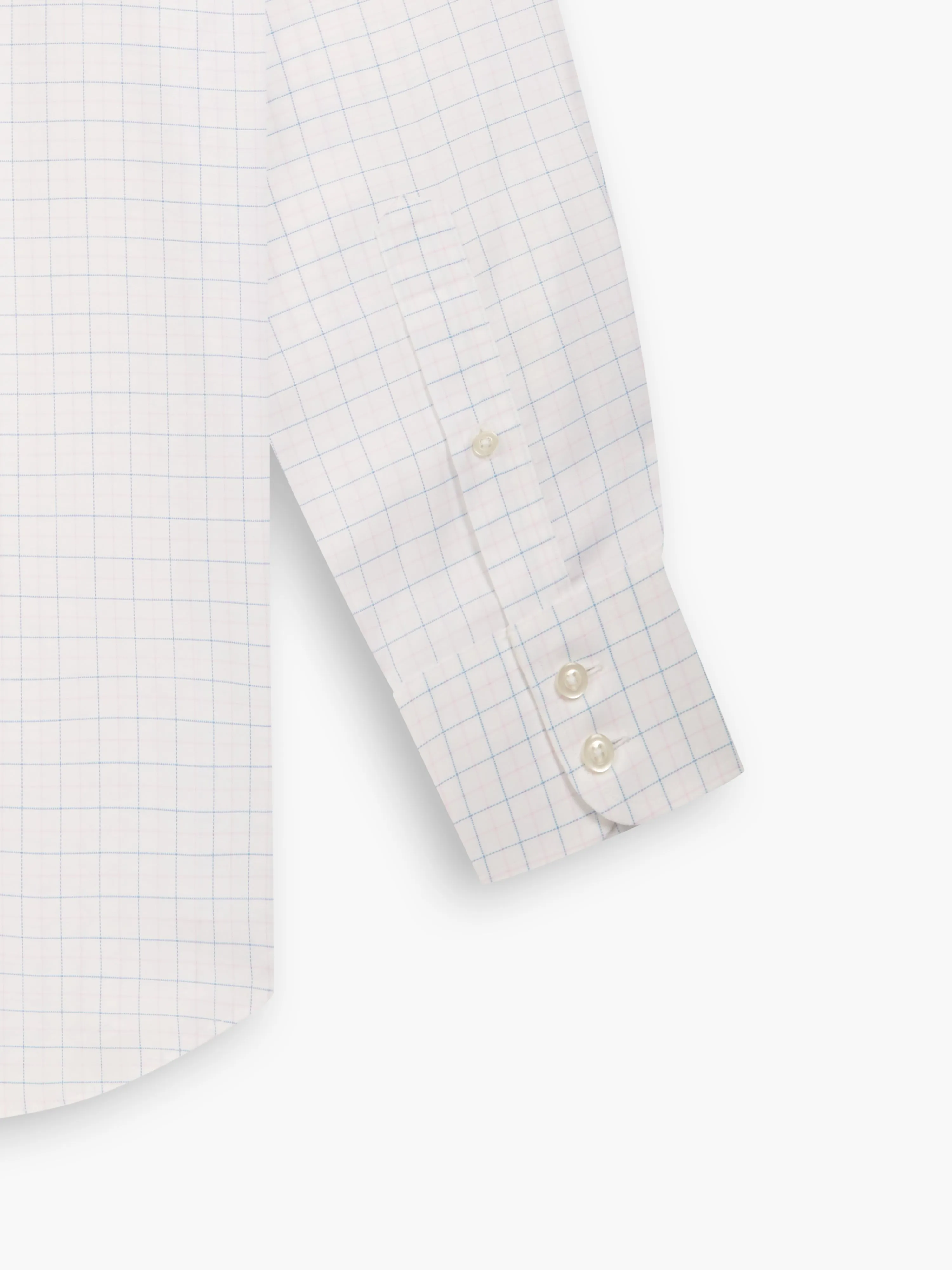 Non-Iron Blue & Pink Double Check Oxford Slim Fit Single Cuff Classic Collar Shirt