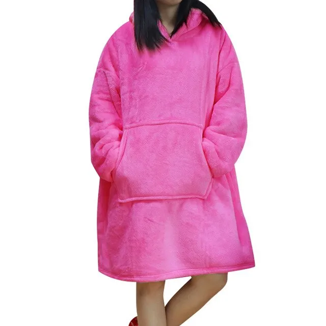 Oversized Hoodie Sweatshirts Women Blanket with Sleeves Winter Hooded Fleece Sweatshirts Giant TV Blanket Damska Sudadera Mujer