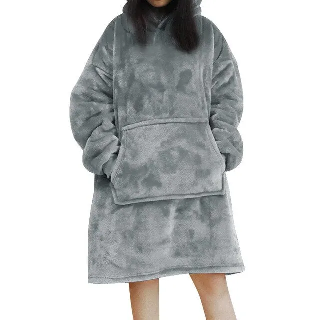 Oversized Hoodie Sweatshirts Women Blanket with Sleeves Winter Hooded Fleece Sweatshirts Giant TV Blanket Damska Sudadera Mujer