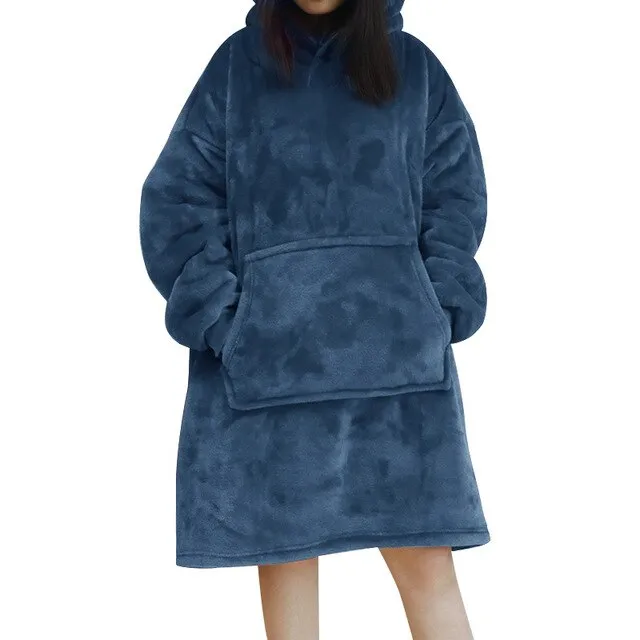 Oversized Hoodie Sweatshirts Women Blanket with Sleeves Winter Hooded Fleece Sweatshirts Giant TV Blanket Damska Sudadera Mujer