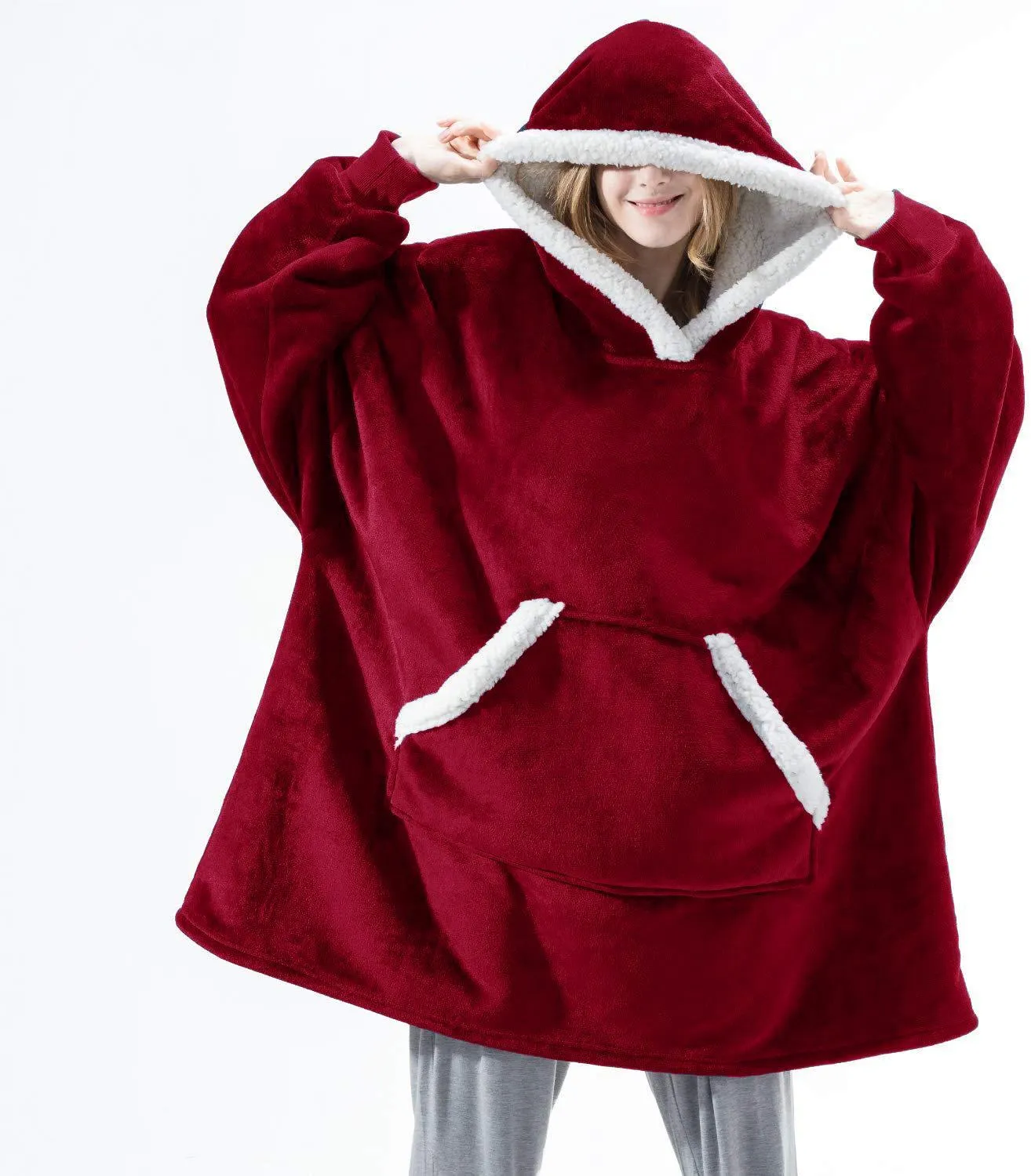 Oversized Hoodie Sweatshirts Women Blanket with Sleeves Winter Hooded Fleece Sweatshirts Giant TV Blanket Damska Sudadera Mujer