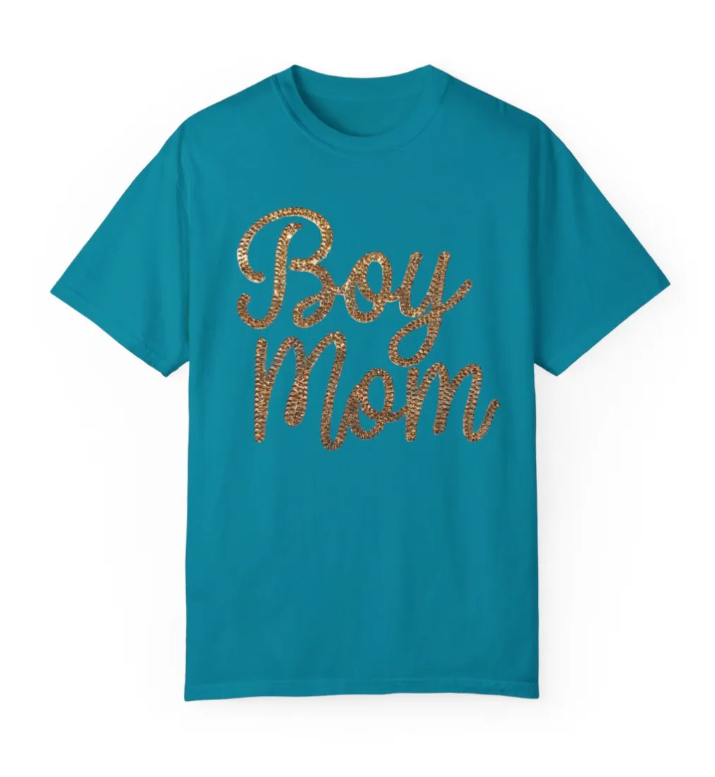 Rhinestone Gold Print Boy Mom Shirt