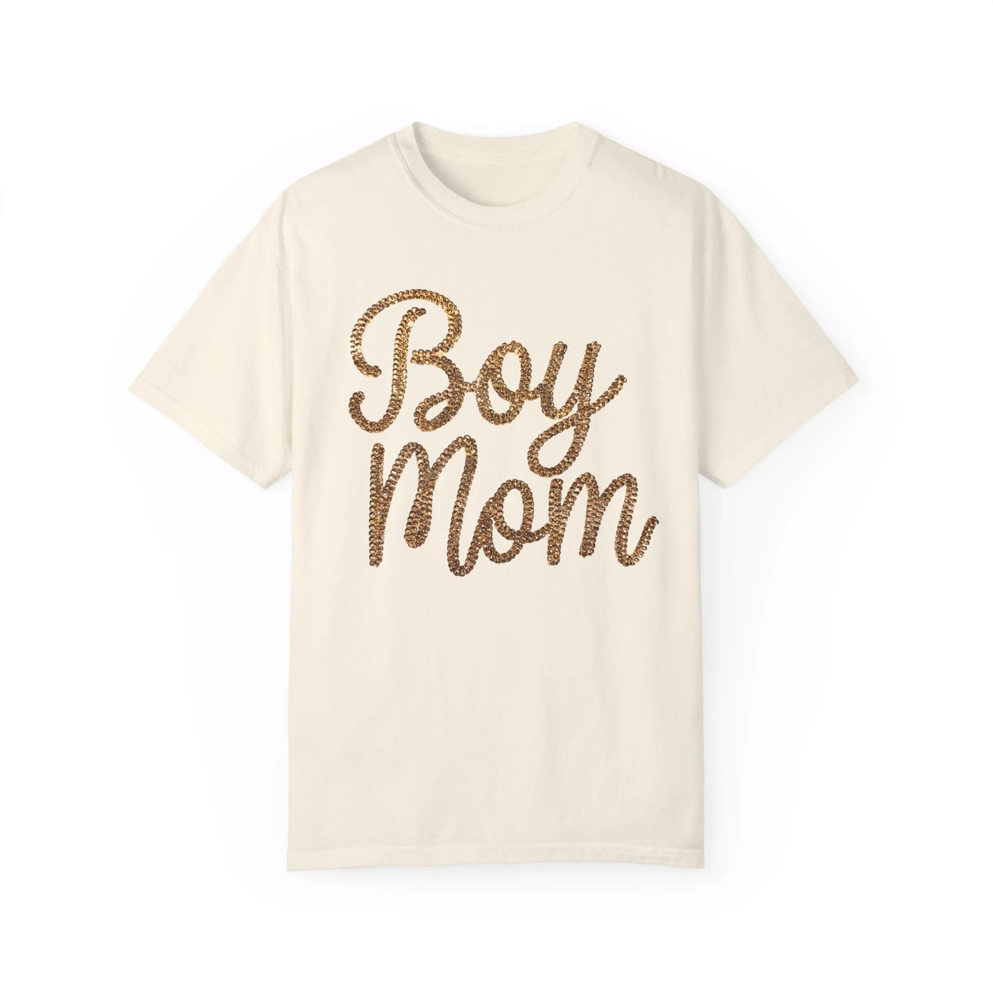 Rhinestone Gold Print Boy Mom Shirt