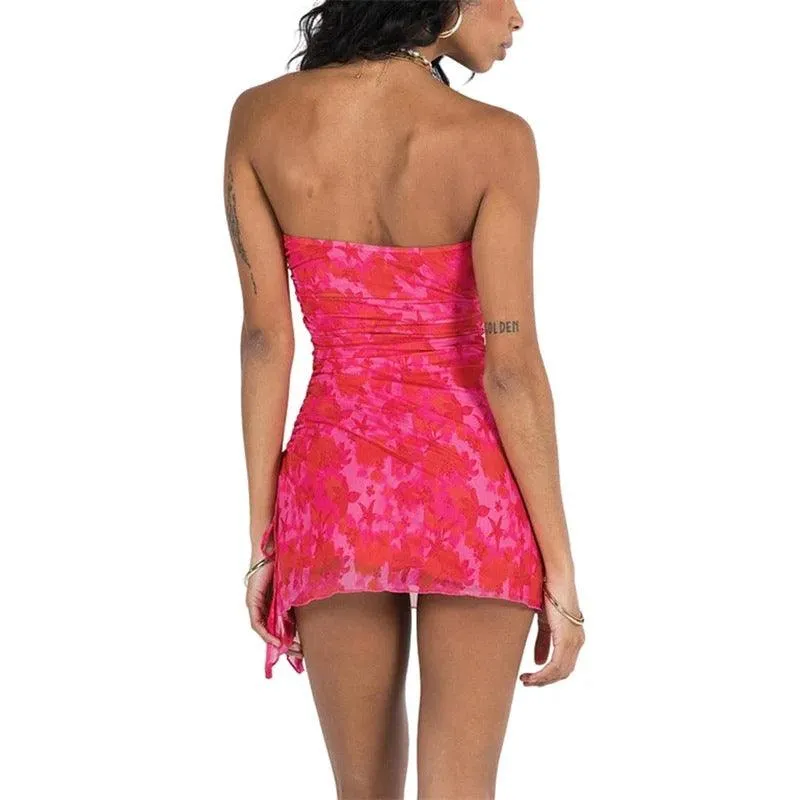 Ruby Ruched Tube Dress in Pink