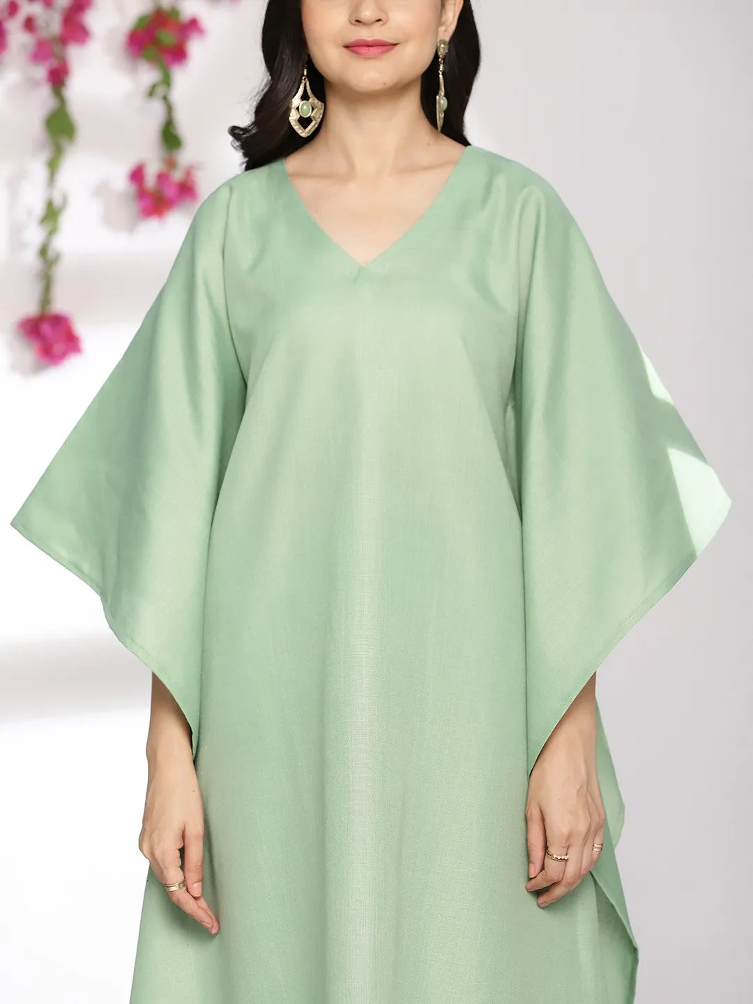 Sagegreen CottonSlub KaftanKurta