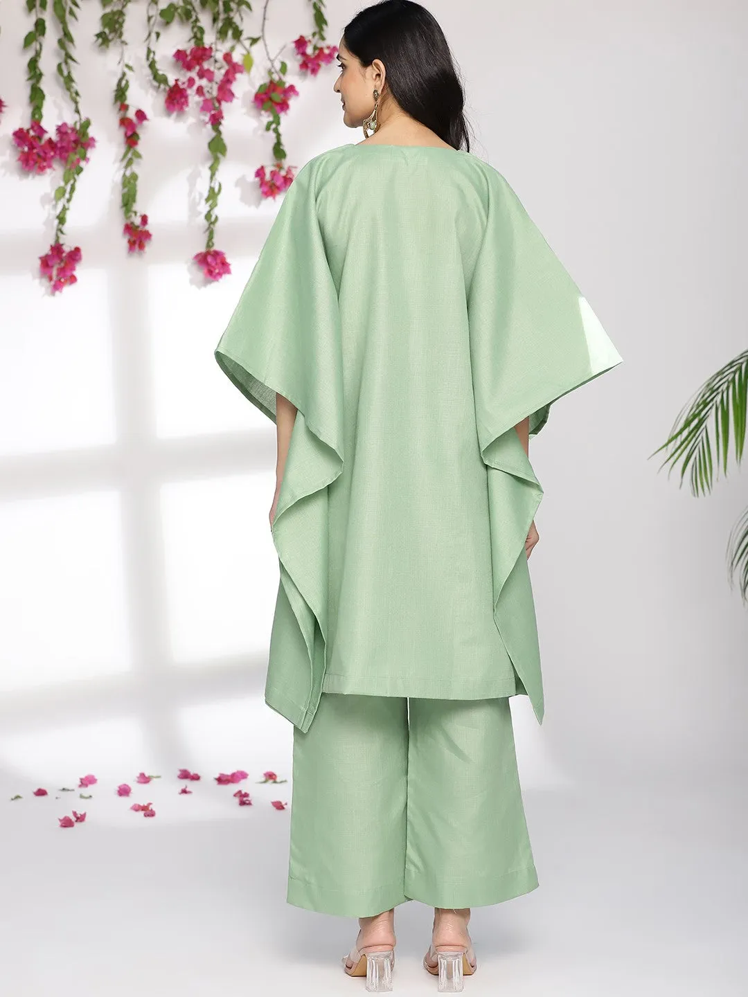 Sagegreen CottonSlub KaftanKurta