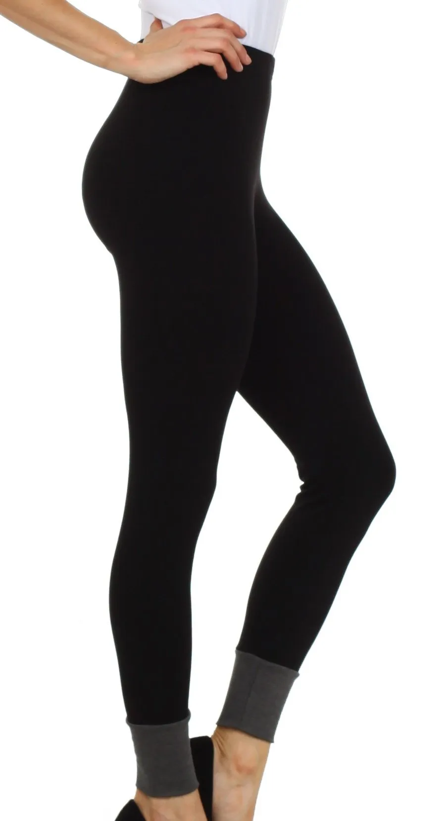 Sakkas Contrast Ankle Cotton Blend Leggings