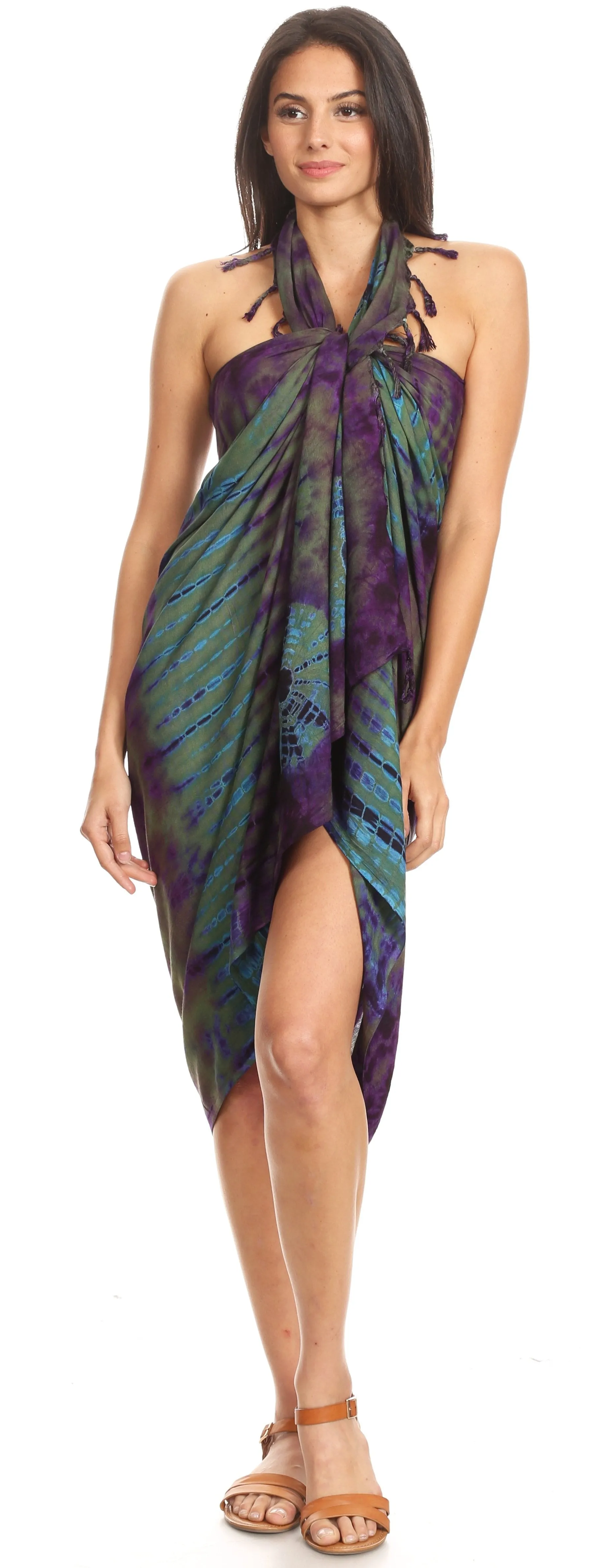 Sakkas Lygia Women's Summer Floral Print Sarong Swimsuit Cover up Beach Wrap Skirt