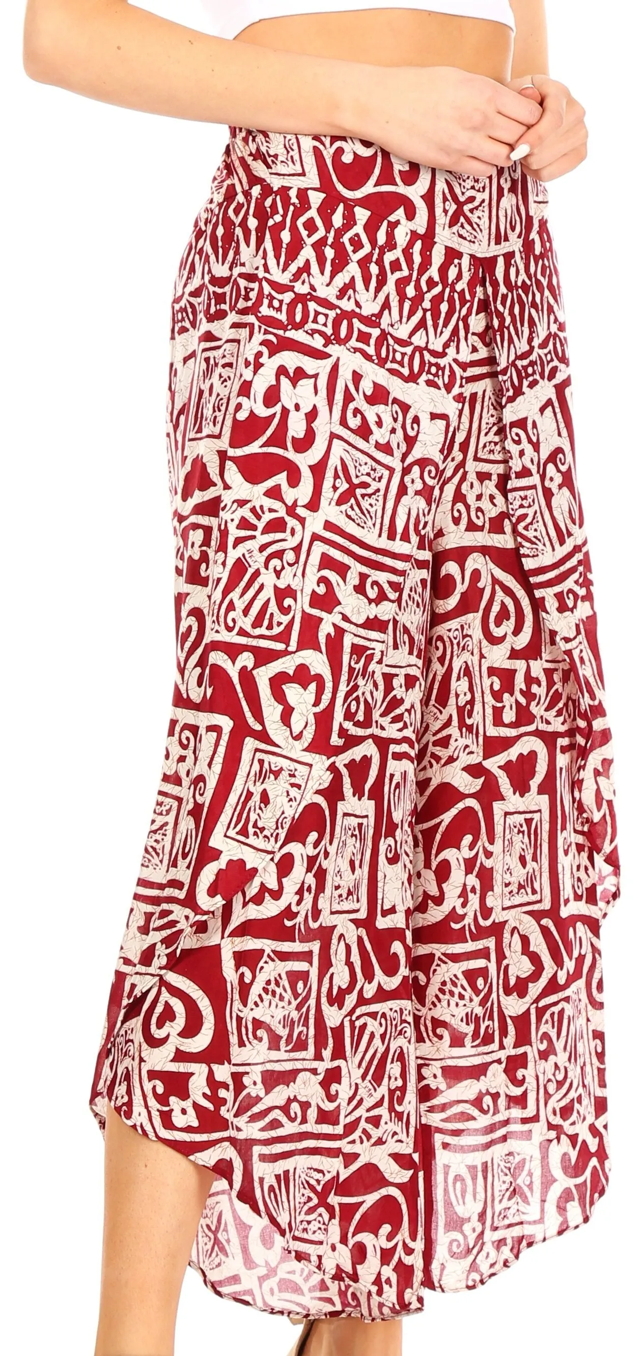 Sakkas Serilda Women's Loose Elephant Batik Boho Wide Leg Pants Elastic Waist