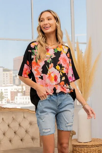 Sew In Love Floral Round Neck Short Sleeve T-Shirt