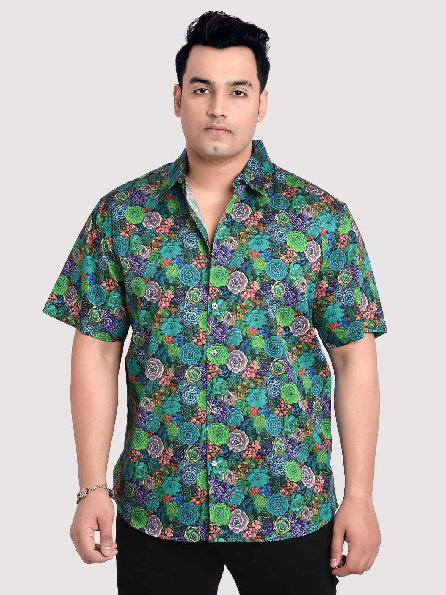 Succulent Digital Printed Shirt Men's Plus Size