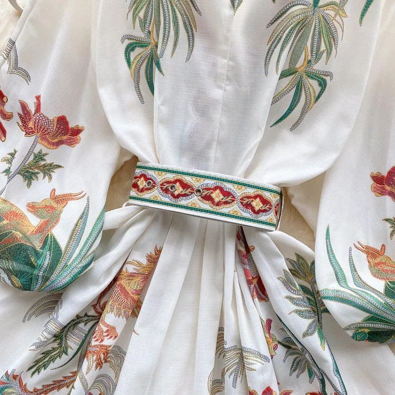 Tropical Vintage Dress with Belt