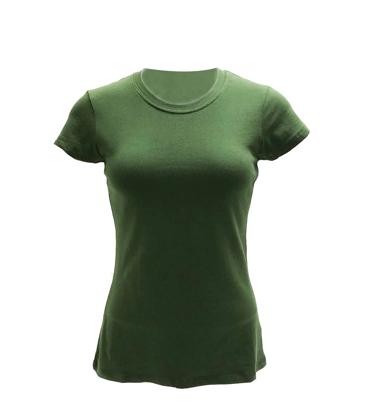 Women's Basic Plain Crew Neck T-Shirt-15 Colors ( Black ~ Yellow)