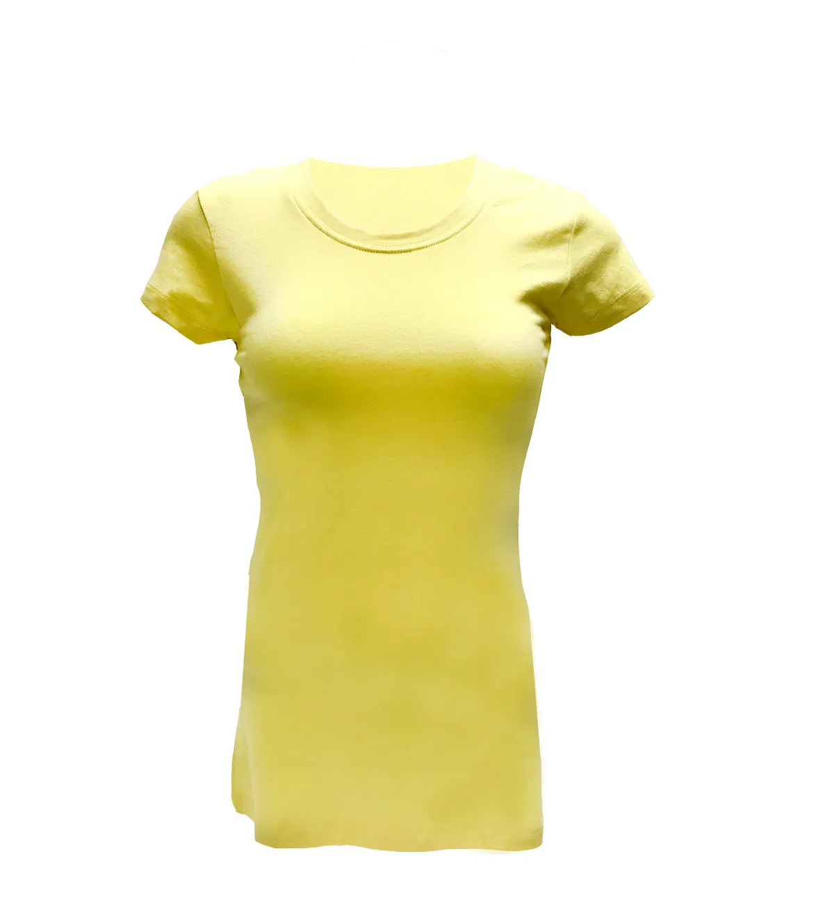 Women's Basic Plain Crew Neck T-Shirt-15 Colors ( Black ~ Yellow)