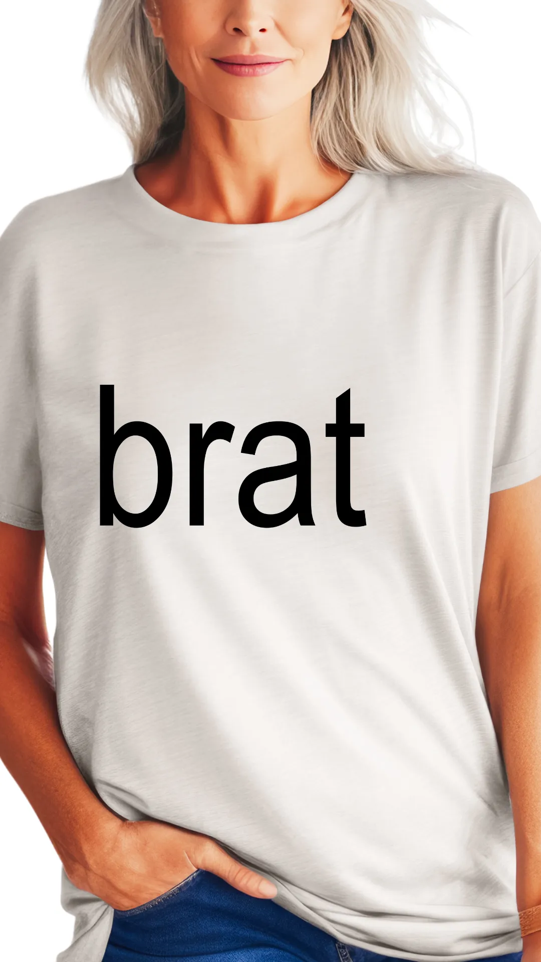 Women's Brat Design T-Shirt - Boyfriend Style Vintage White